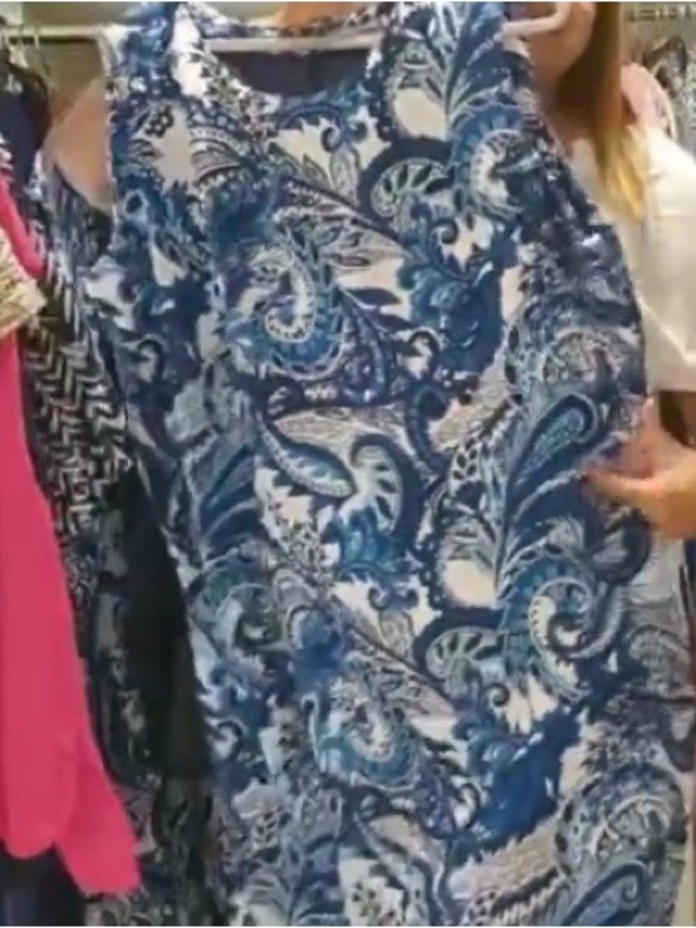 Jessica London Blue White Paisley Midi Dress